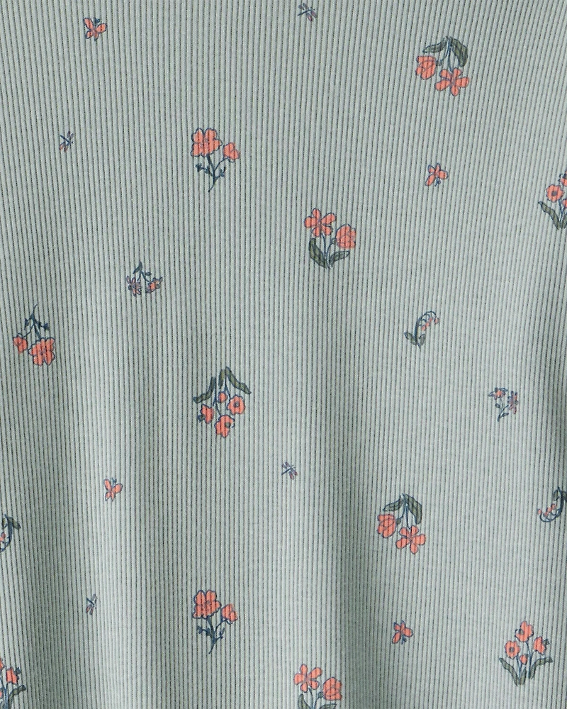 Toddler Girl 2-Piece Floral Cotton Long-Sleeve Tee & Pant Set - Green