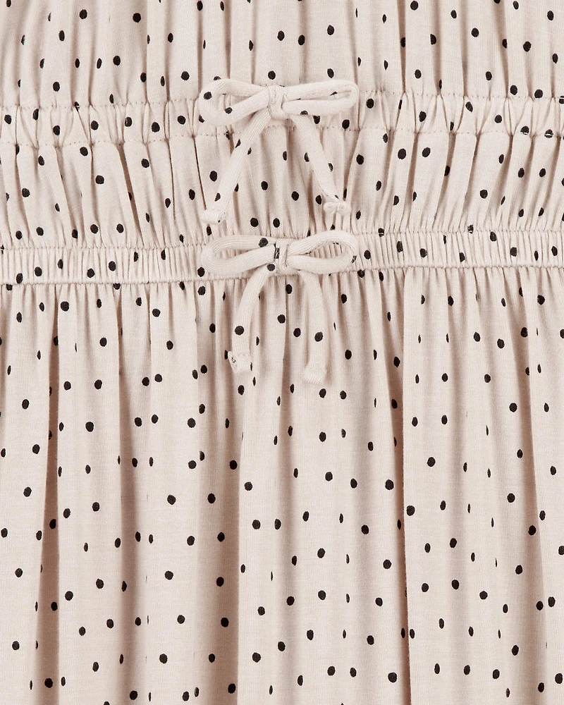 Kid Polka Dot Short-Sleeve Dress - Tan