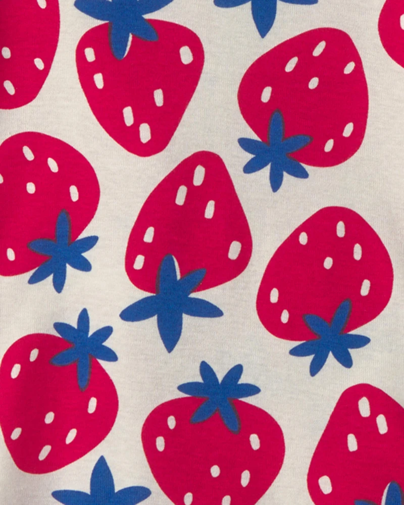 Baby Girl Fruit 100% Cotton 4-Piece Pajama Set - Red/Blue