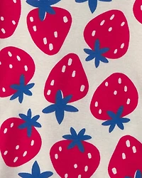 Baby Girl Fruit 100% Cotton 4-Piece Pajama Set - Red/Blue