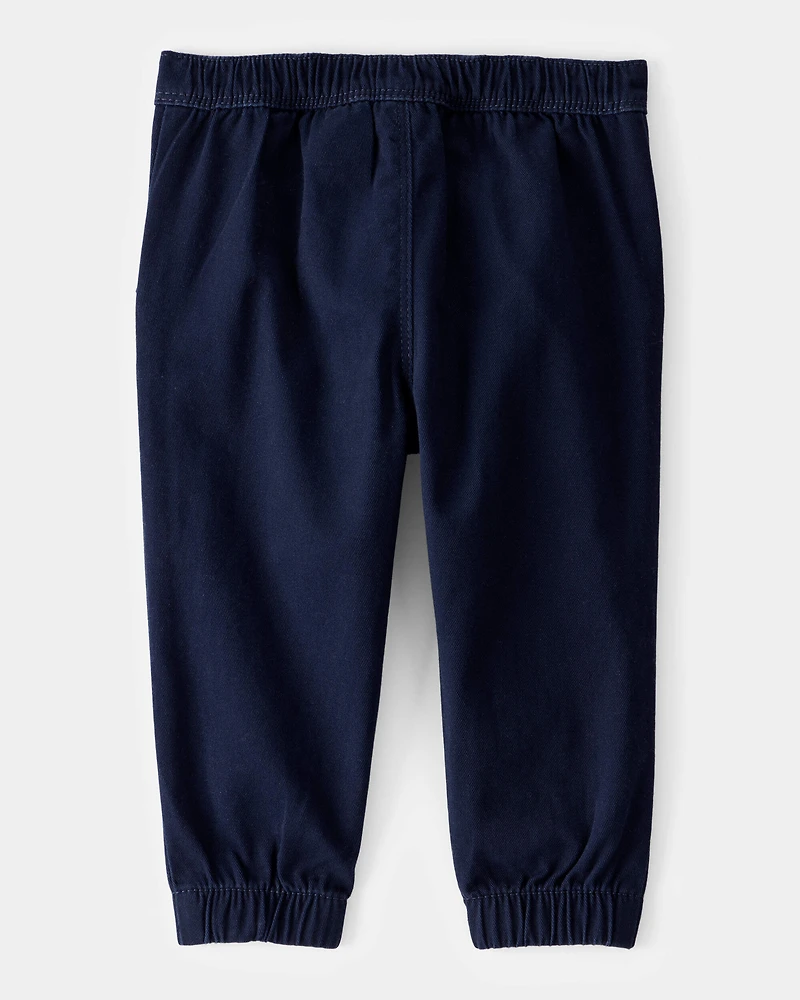 Baby Boy Twill Joggers - Navy