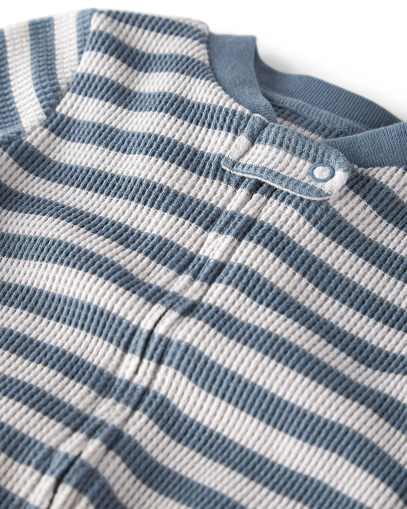 Baby Sleep & Play Pajamas Made with Organic Cotton in Blue Stripes
