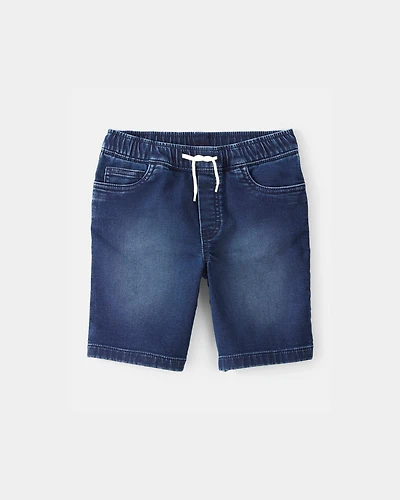 Boys Denim Drawstring Shorts - Dark Wash