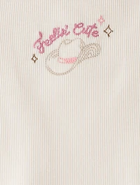 Toddler Girl Cowgirl Hat Cotton Short-Sleeve Top - Ivory