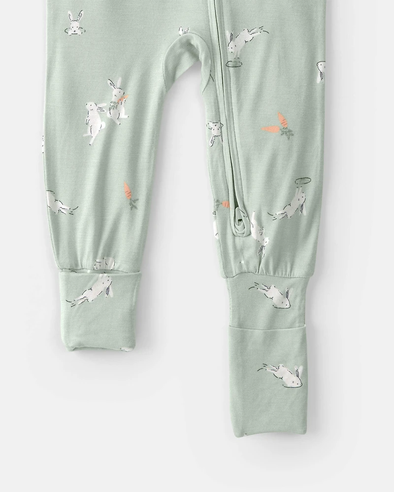 Baby Easter Bunny PurelySoft 2-Way Zip 1-Piece Pajama - Green