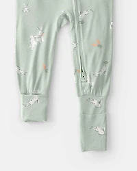 Baby Easter Bunny PurelySoft 2-Way Zip 1-Piece Pajama - Green