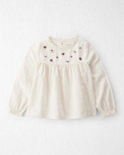 Toddler Girl Organic Cotton Floral Print Long-Sleeve Top
