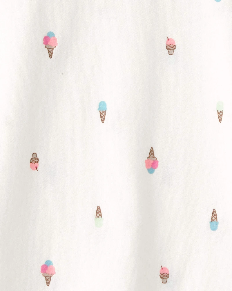 Toddler Girl Ice Cream Relaxed Top - Ivory