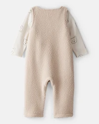 Baby Boy 2-Piece Bear Sherpa Long-Sleeve Overall Set - Brown