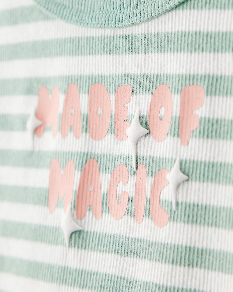 Toddler Girl Made of Magic' Striped Long-Sleeve Top - Green