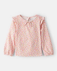 Toddler Girl Floral Print Long-Sleeve Top - Pink