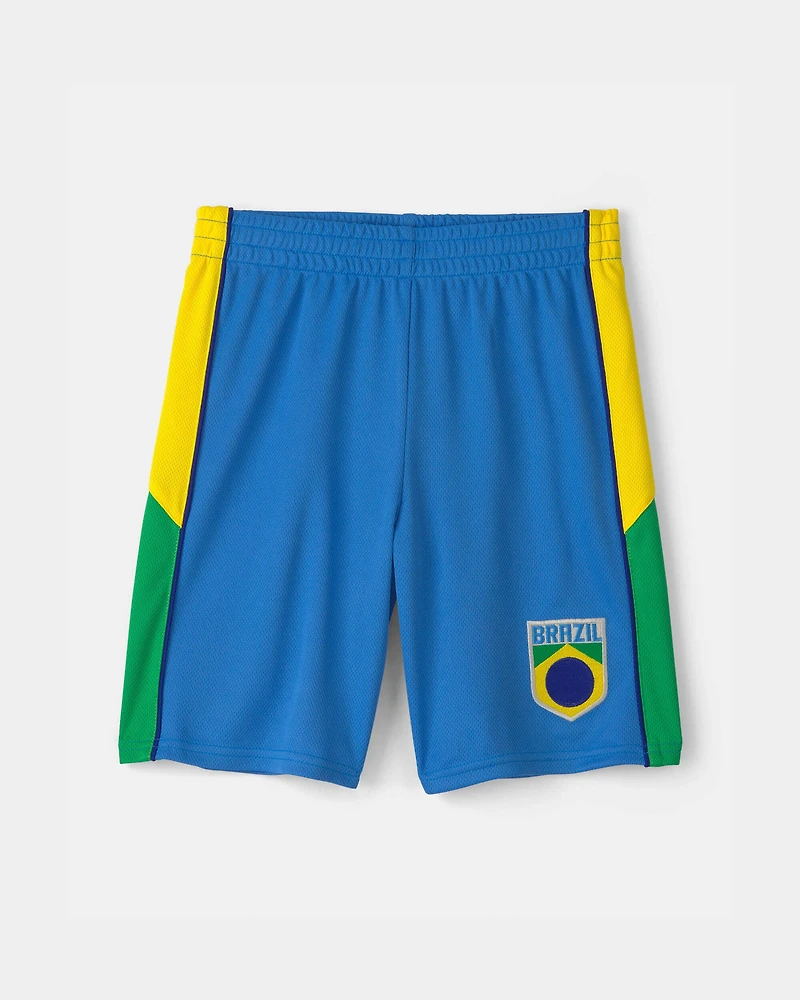 Kids 2-Piece Umbro Brazil Soccer Jersey & Short Set - Blue/Yellow/Green