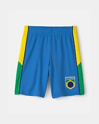 Kids 2-Piece Umbro Brazil Soccer Jersey & Short Set - Blue/Yellow/Green