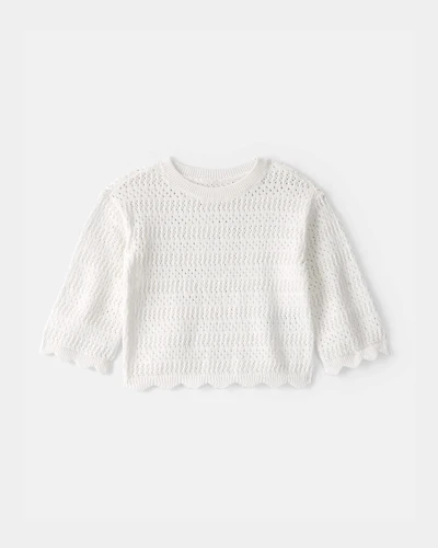 Baby Girl Scalloped Sweater - Ivory