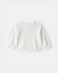 Baby Girl Scalloped Sweater - Ivory
