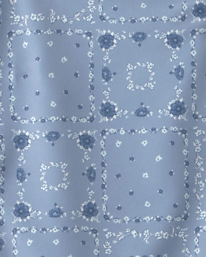 Girls Bandana Floral 1-Piece Swimsuit - Blue