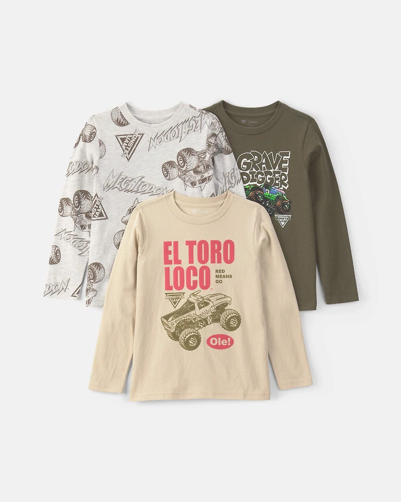 Boys 3-Pack Monster Jam Long-Sleeve Multipack Tops