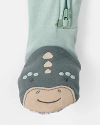 Toddler Dinosaur 100% Cotton Snug Fit 1-Piece Pajama - Green