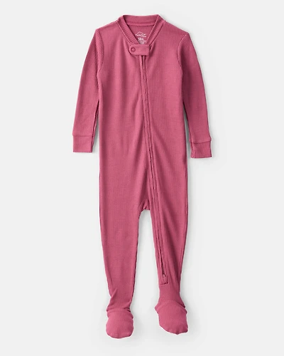 Baby Girl PurelySoft Long-Sleeve 2-Way Zip 1-Piece Pajamas - Pink