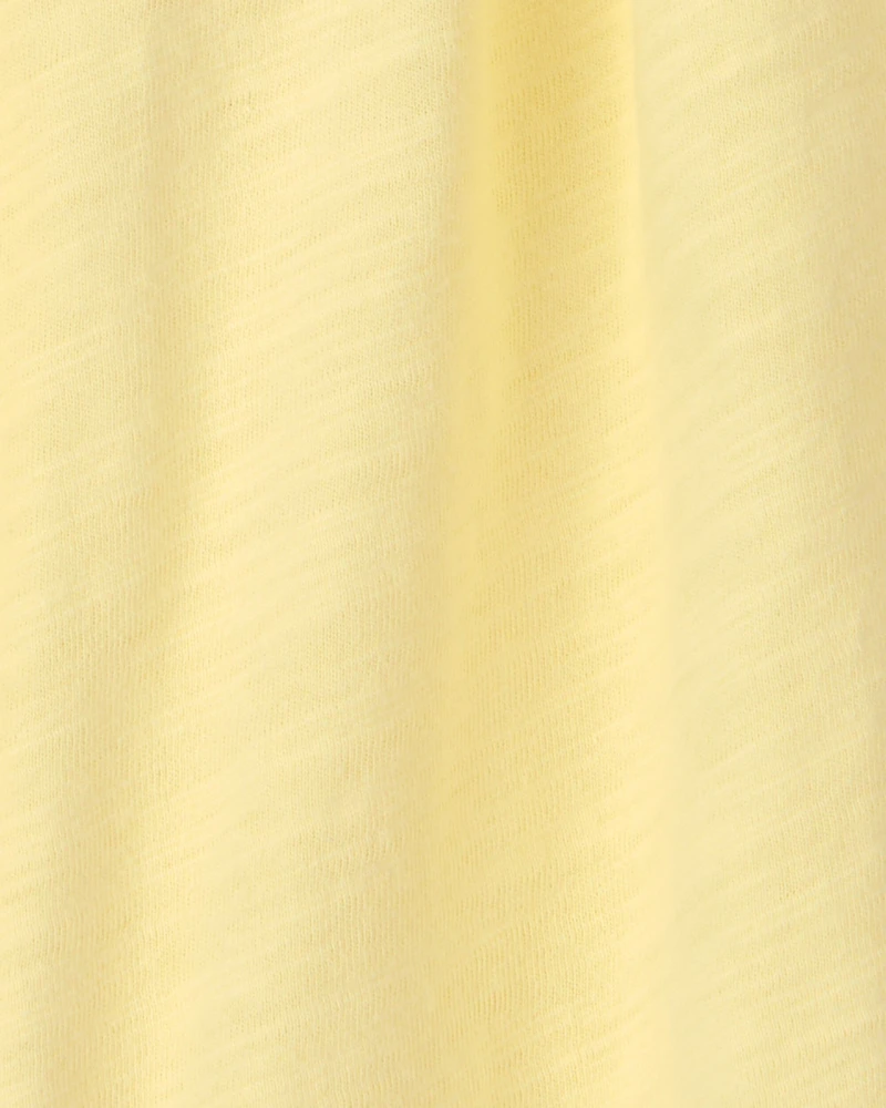 Baby Girl Sleeveless Romper with Eyelet Straps - Yellow