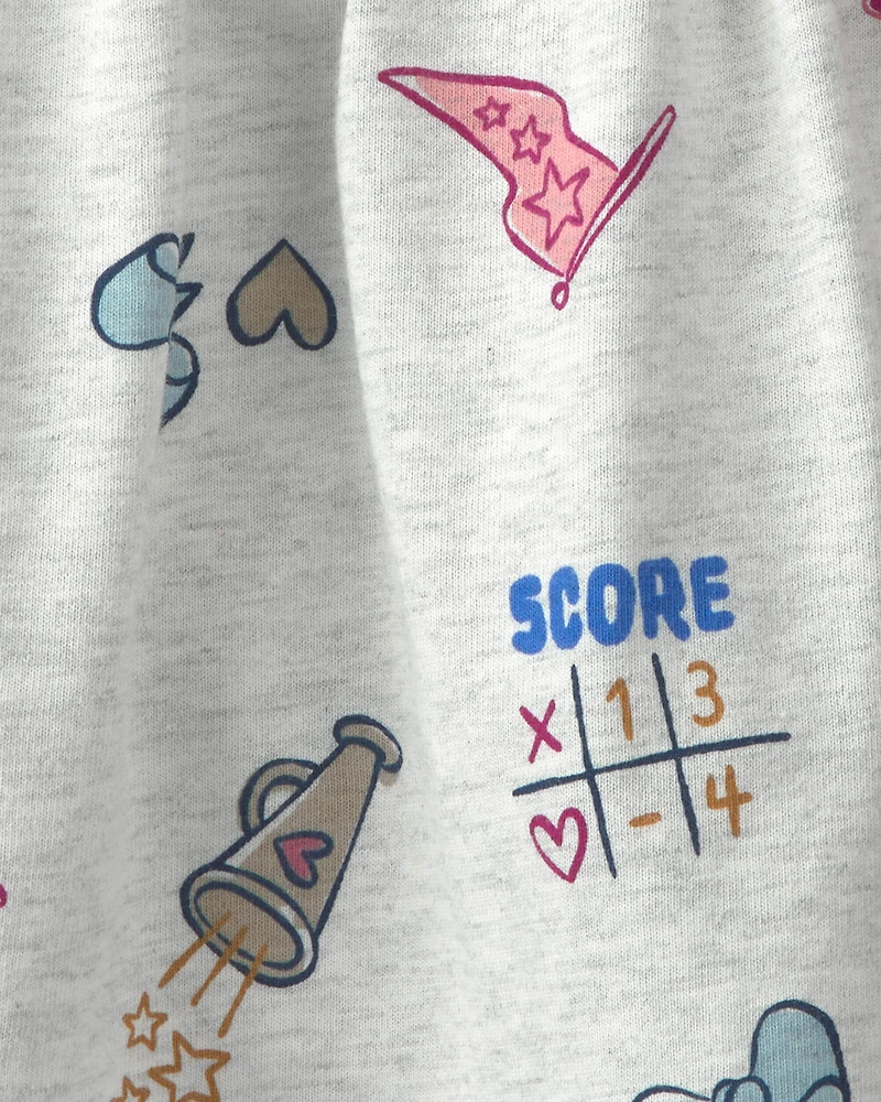 Girls 'Go Team' Cotton Skort - Grey