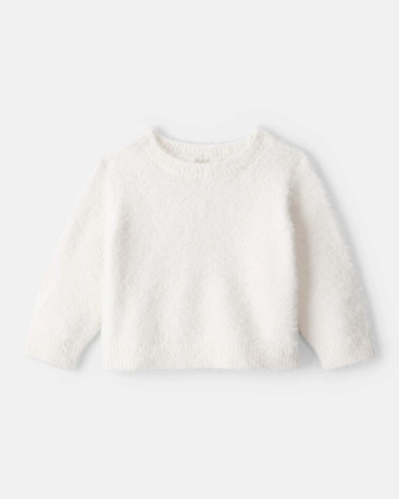 Baby Girl Brushed Sweater - White