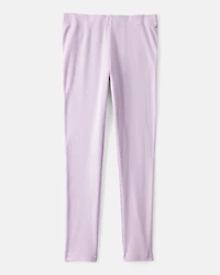 Girls 100% Cotton Pull-On Stretch Leggings - Purple