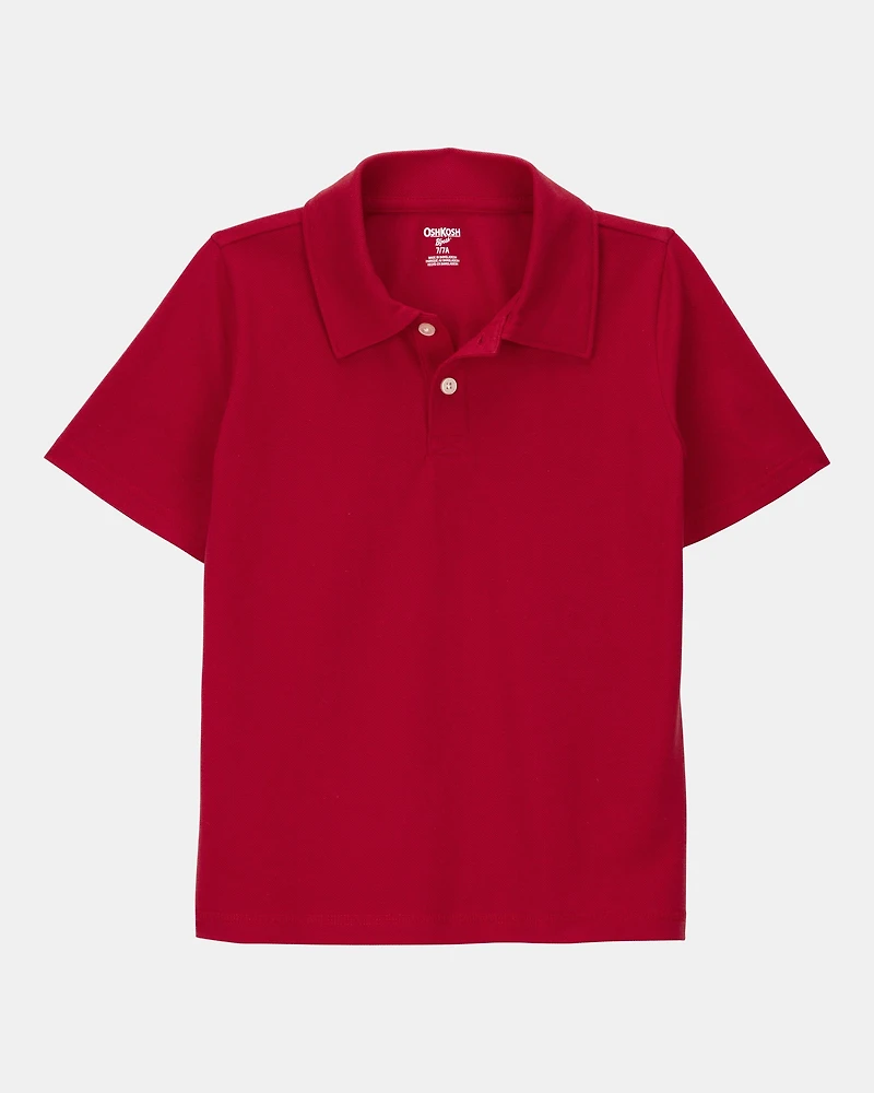 Kid 2-Pack Pique Uniform Polo Shirts - Red