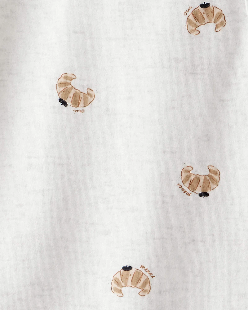 Toddler Girl Pastry-Print Short-Sleeve Pocket Tee - Heather Grey