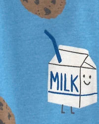 Baby Boy 1-Piece Milk & Cookies Snug Fit Pajama - Blue
