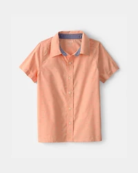 Boys Fish Short-Sleeve Button-Down Shirt - Orange