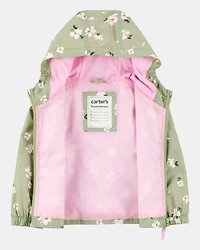 Toddler Floral Print Windbreaker Jacket - Olive