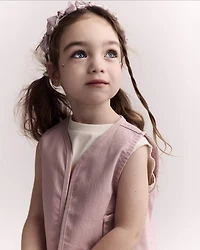 Toddler Girl Cropped Vest with Otter Pockets - Light Pink