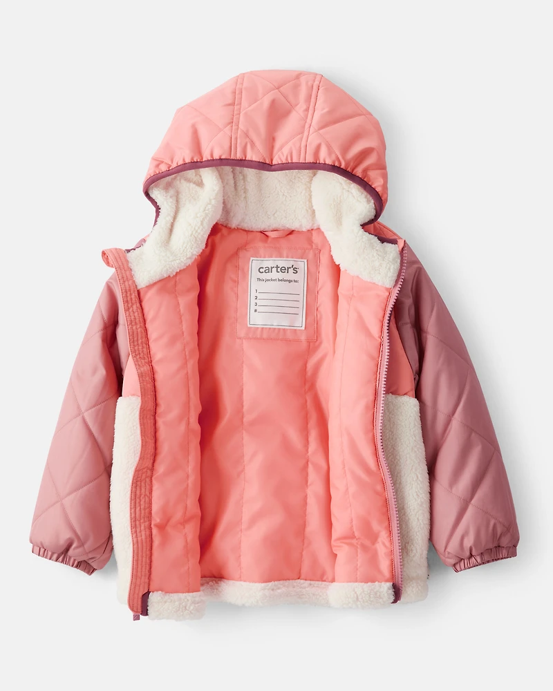 Toddler Girl Sherpa Colorblock Long-Sleeve Midweight Jacket