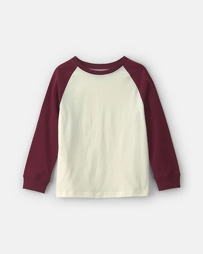 Boys Color Block Long-Sleeve T-Shirt - Cream/Burgundy