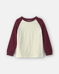 Boys Color Block Long-Sleeve T-Shirt - Cream/Burgundy