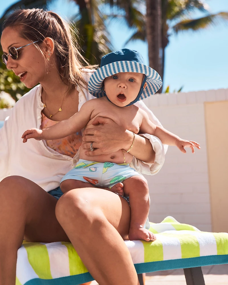 Baby Boy Reversible Stripe Swim Hat - Blue