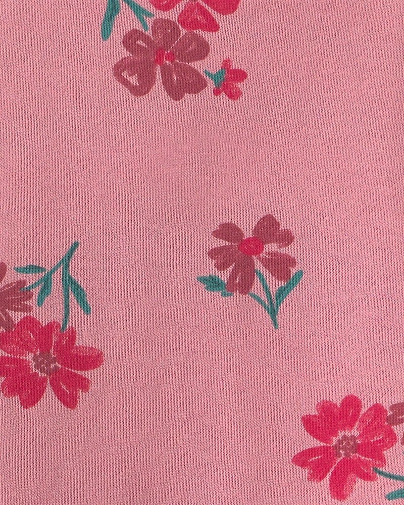 Baby Girl Floral French Terry Long-Sleeve Dress Set - Pink/Cream
