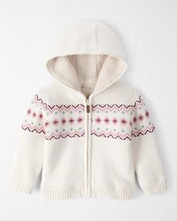 Toddler Girl Recycled Fair Isle Sherpa Sweater Knit