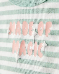 Toddler Girl Made of Magic' Striped Long-Sleeve Top - Green