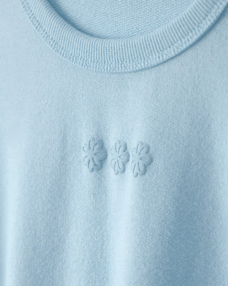 Toddler Girl Flowers French Terry Pullover Sweatshirt - Blue
