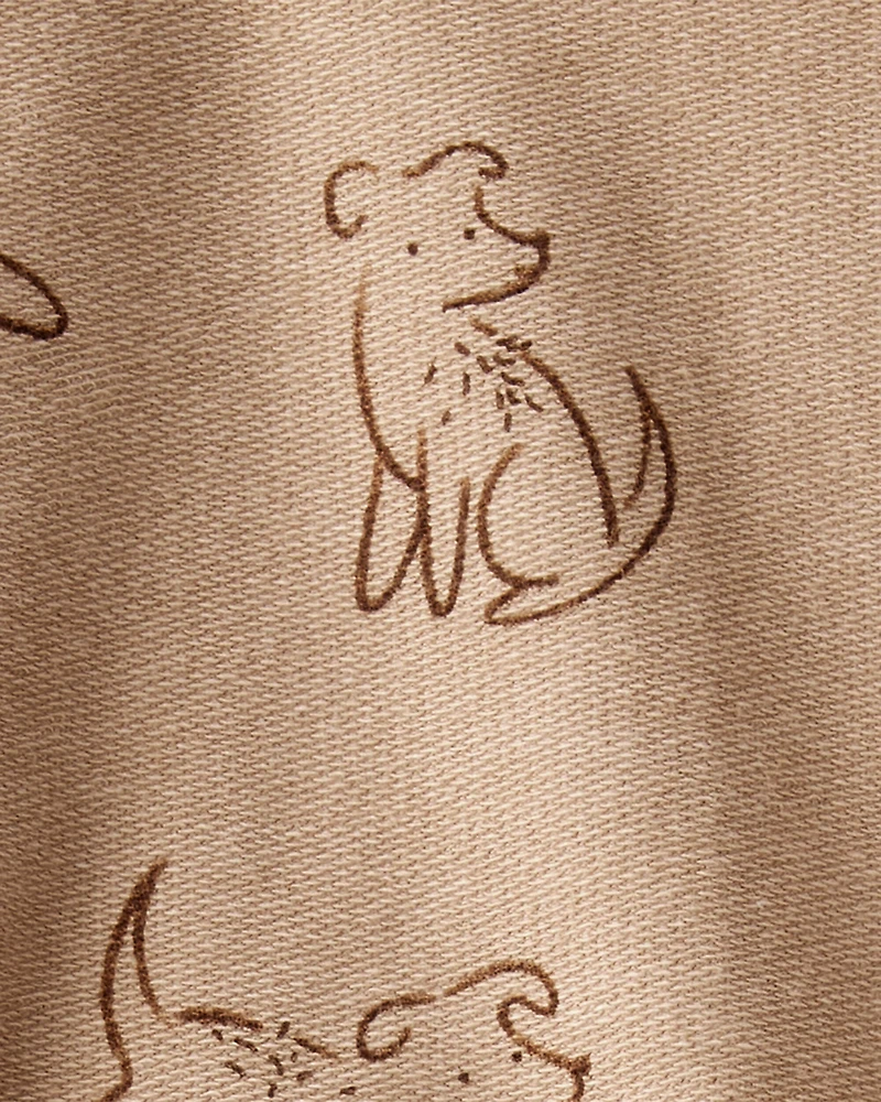 Baby Boy Dog French Terry Long-Sleeve Tee & Pant Set - Brown