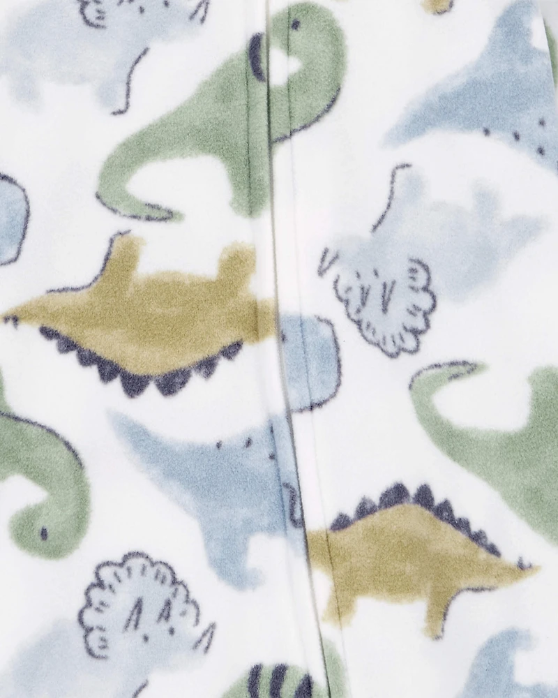 Baby Boy Dinosaur Print Loose Fit Long-Sleeve Sleep & Play Pajamas - White
