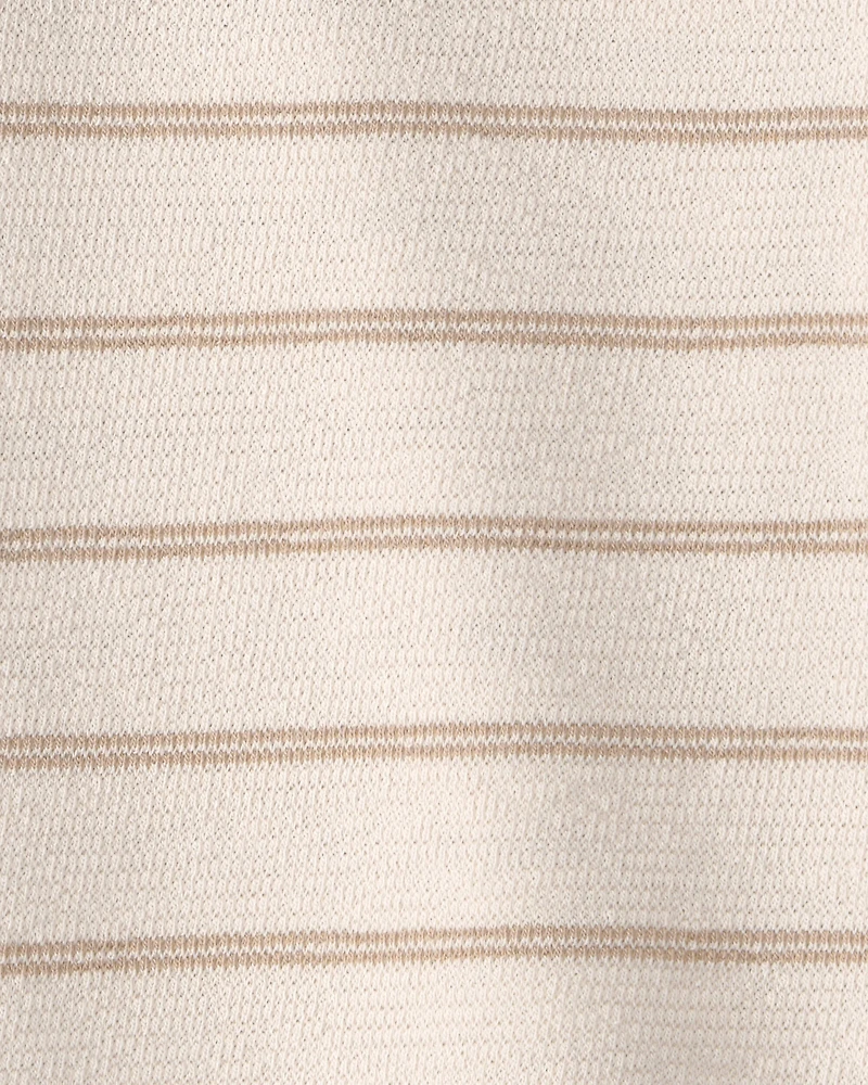 Toddler Boy Striped Polo Shirt - Cream