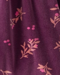 Baby Girl Flowers Print Velour Sleeveless Dress Set - Purple