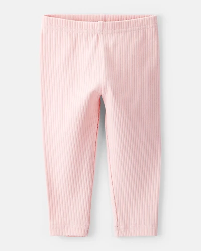Baby Girl Cotton Ribbed Stretch Leggings