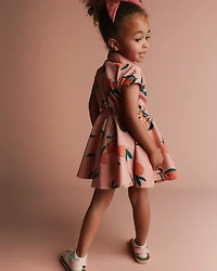 Toddler Girl Avenue Twirl™ Dress in Clementine Grove Print - Light Pink