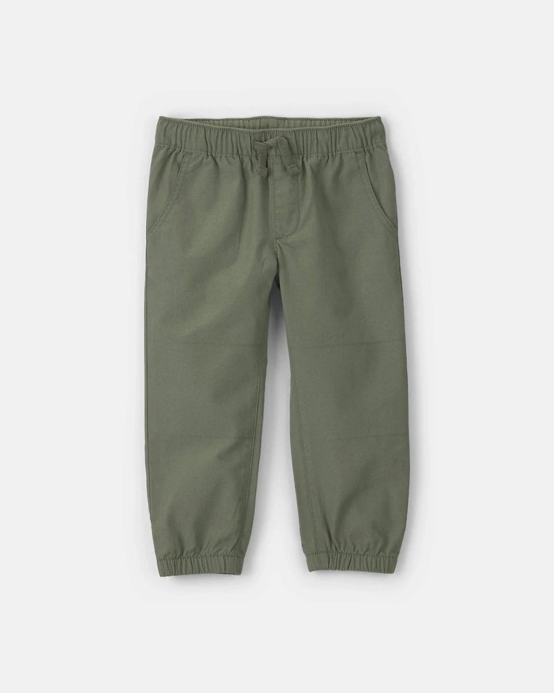 Toddler Boy Canvas Joggers - Olive Green
