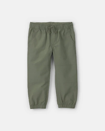 Toddler Boy Canvas Joggers - Olive Green