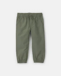 Toddler Boy Canvas Joggers - Olive Green